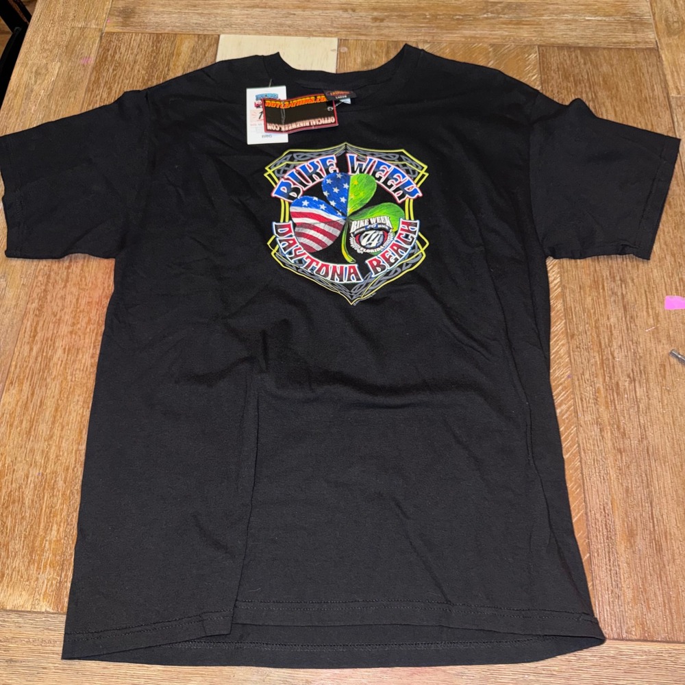 Hot Leathers T-Shirt Mens Large Black New 2015 Daytona Bike Week Graphic Tee